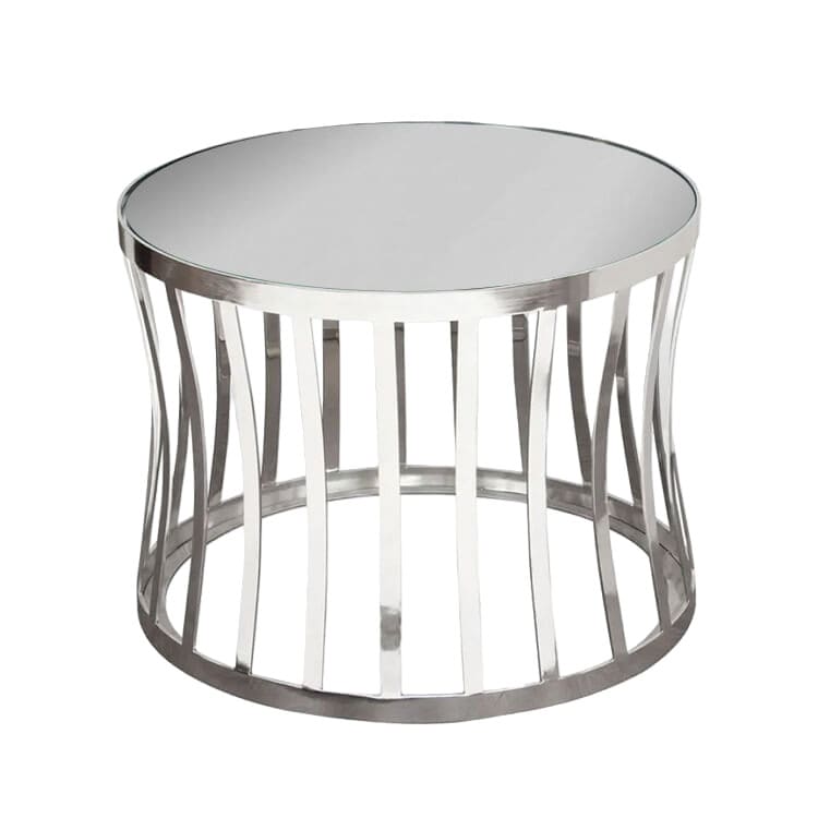 Capri Side Table - Polished Silver / Silver Mirror Top