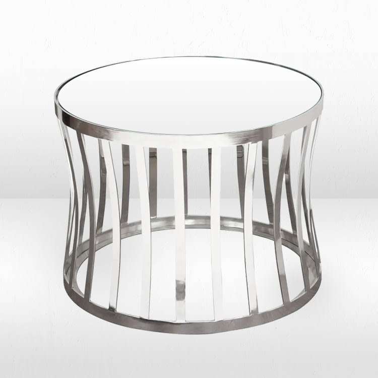 Capri Side Table - Polished Silver / White Top view 2