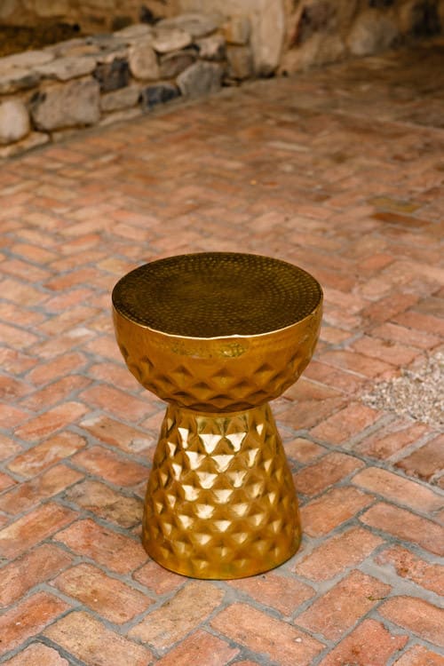 Gold Drum Side Table view 3