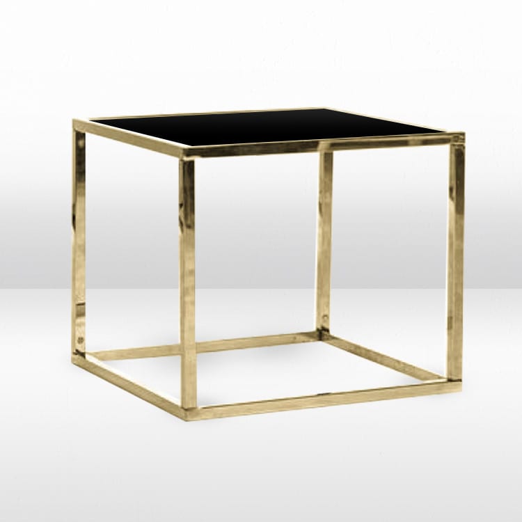Mercer Side Table - Gold Frame / Black Matte Top view 2