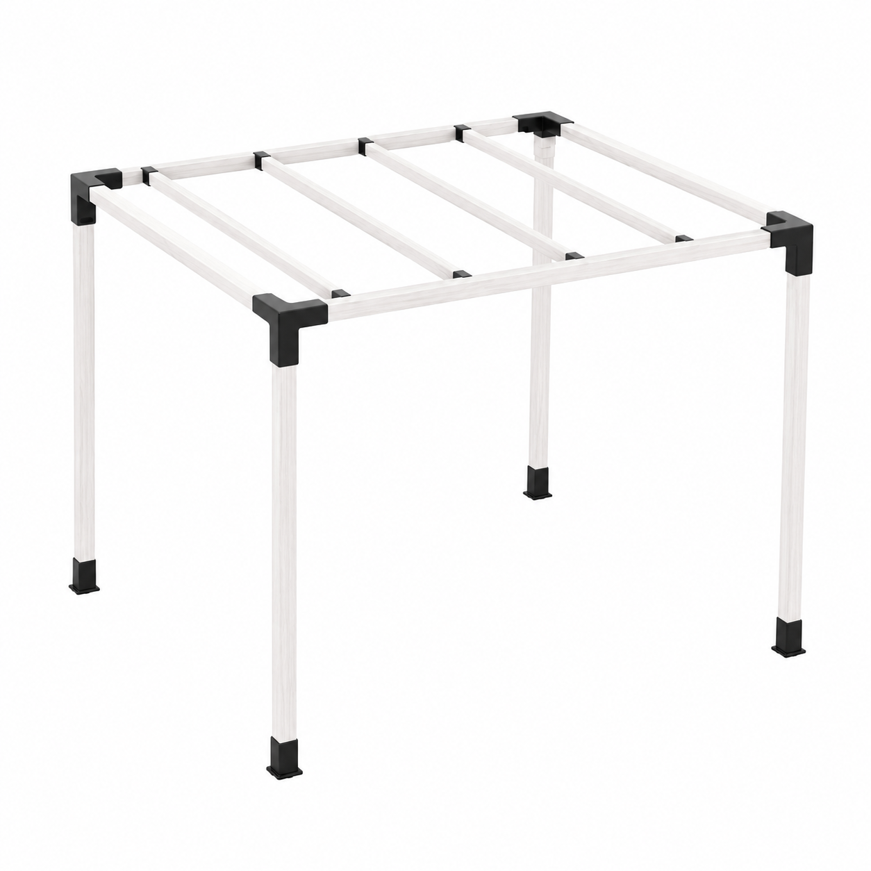 Pergola Cabana / White Wood - 8x8 - Slat Roof