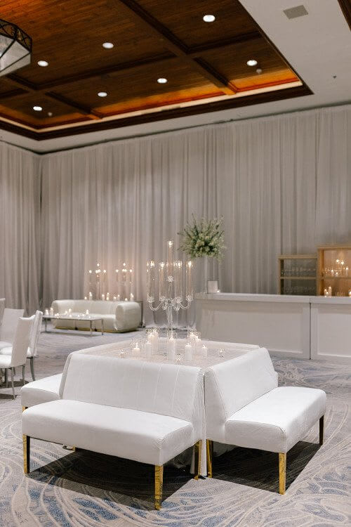 Luxurious napkins and table runners at a wedding reception in Tempe, AZ