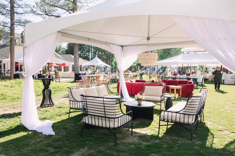Corporate event lounge setup with modern furniture in Gilbert, AZ