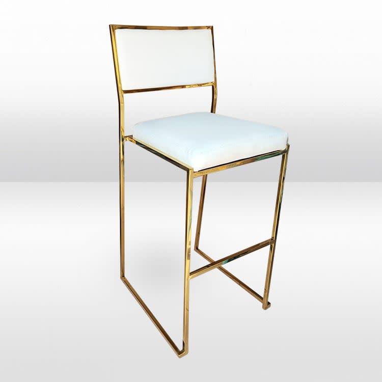 Jasper Gold Frame/White Pads Bar Stool view 2