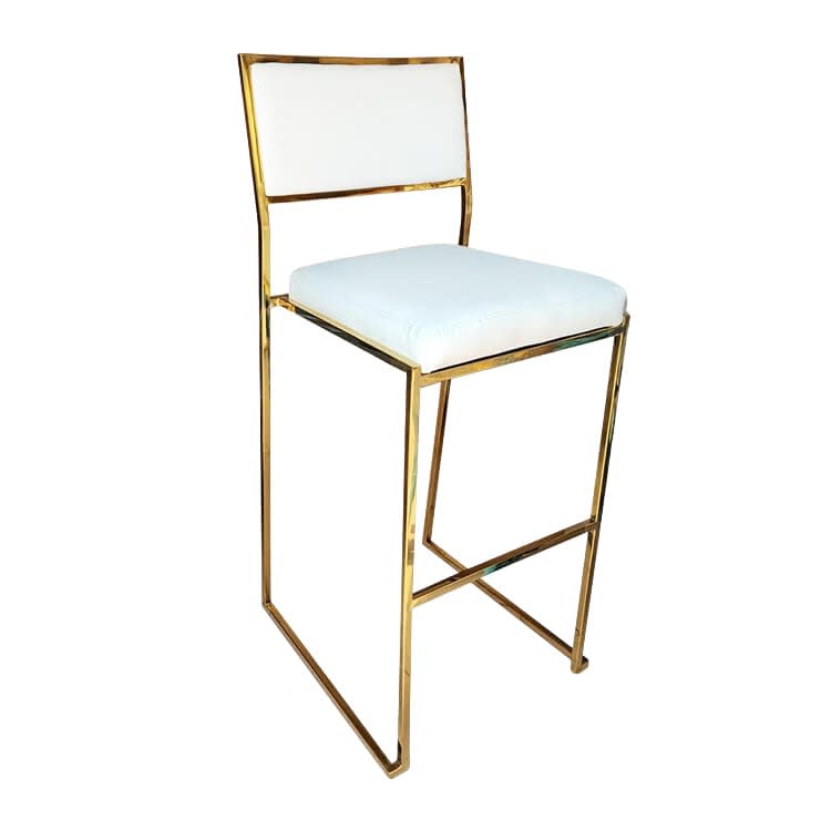 Jasper Gold Frame/White Pads Bar Stool