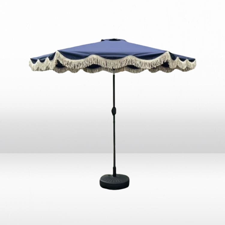 Party Umbrella - Blue w/ Fringe view 2