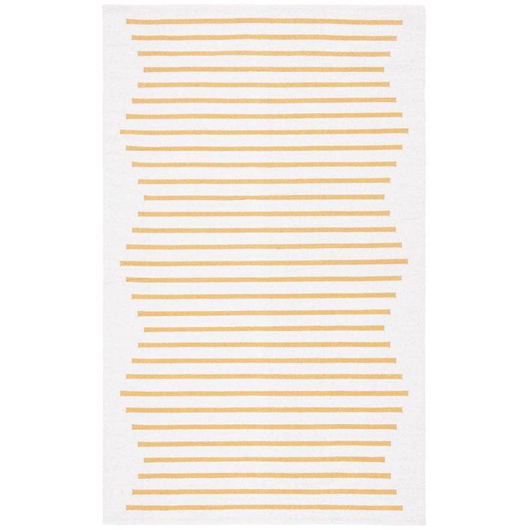 Yellow/ Cream Stripe Farmhouse Area Rug
