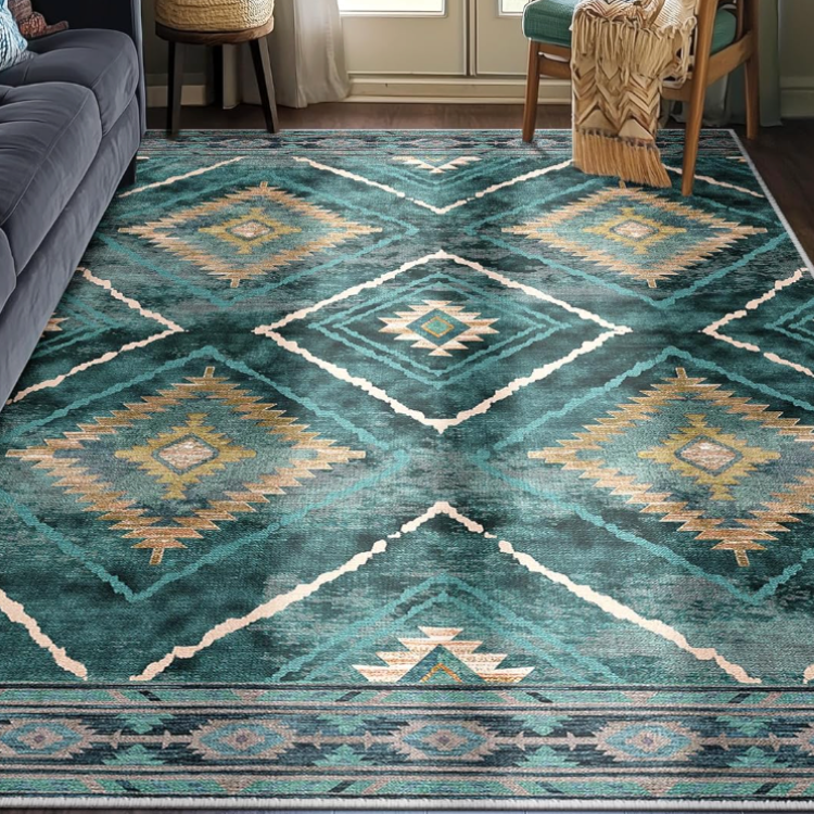 Teal Southwest Area Rug view 2