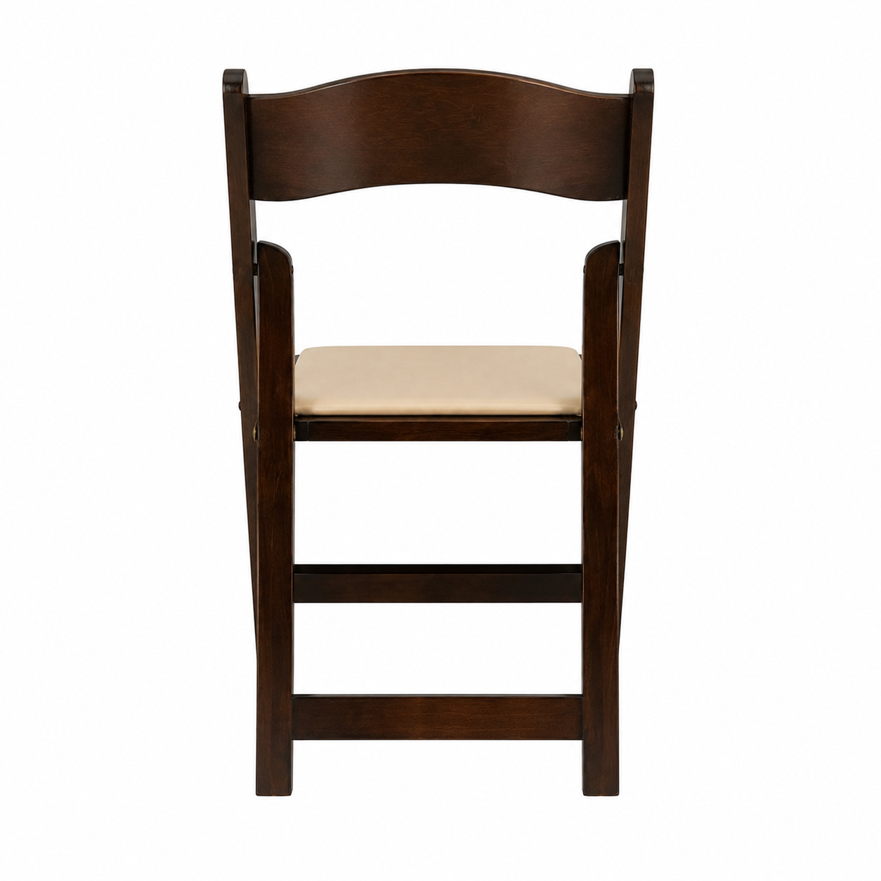 Dark Brown Fruitwood Folding Chair - Tan Pad view 4