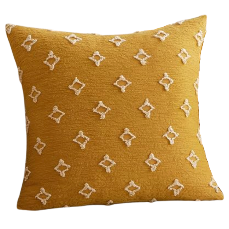 Diamond Stitch Mustard Yellow Pillow view 2