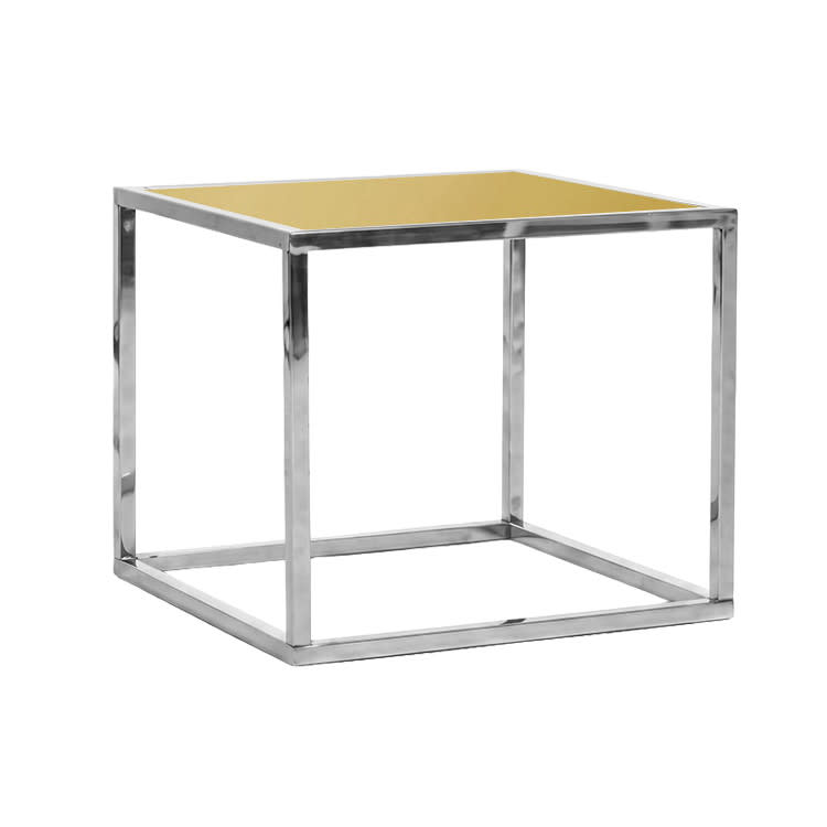 Mercer Side Table - Silver Frame / Gold Mirror Top