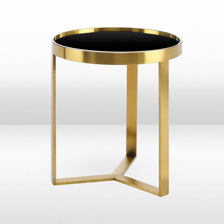 Baylor Side Table Gold / Black Matte Top view 2