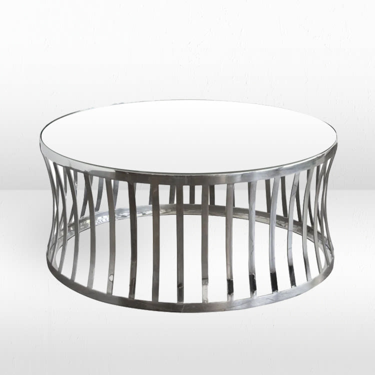 Capri Silver Coffee Table / White Top view 2