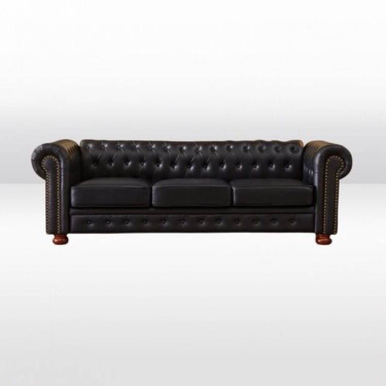 Chesterfield Leather Sofa - Black view 2