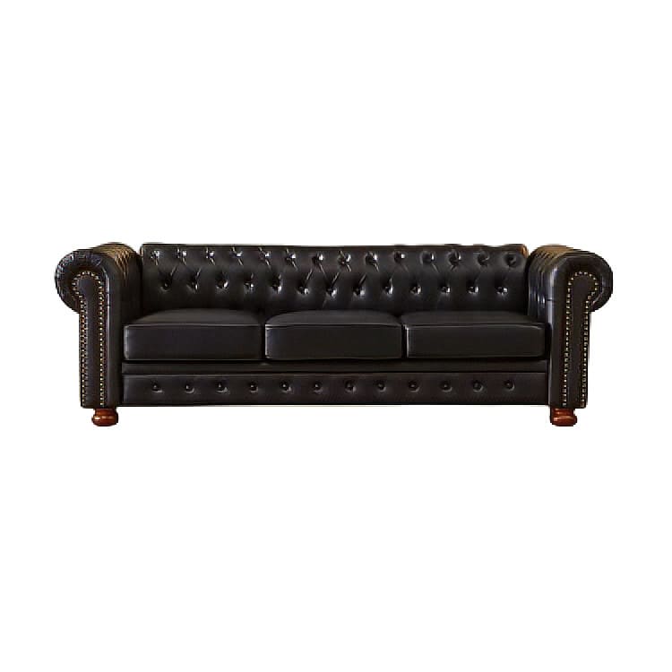 Chesterfield Leather Sofa - Black