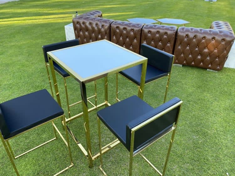 Paramount Gold Frame/Black Pad Bar Stool view 4