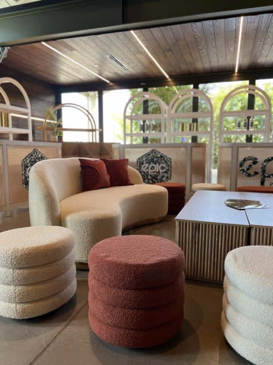 Reese Round Ottoman - Ivory view 2