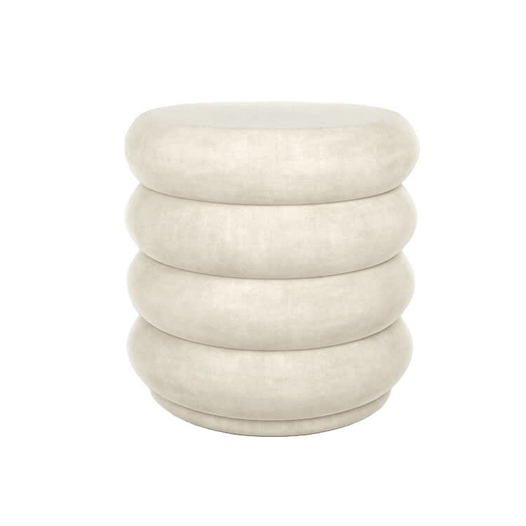 Reese Round Ottoman - Ivory