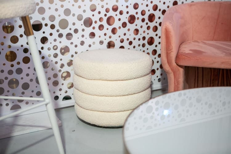 Reese Round Ottoman - Ivory view 4