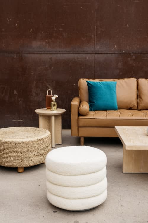 Reese Round Ottoman - Ivory view 5