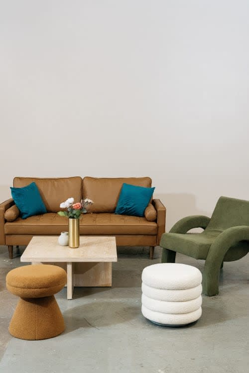 Reese Round Ottoman - Ivory view 8