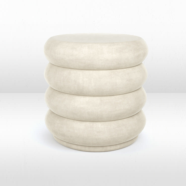 Reese Round Ottoman - Ivory view 9