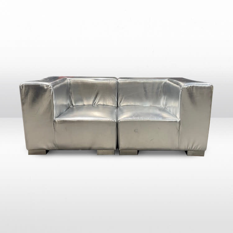 Mondrian Loveseat - Silver Metallic view 4