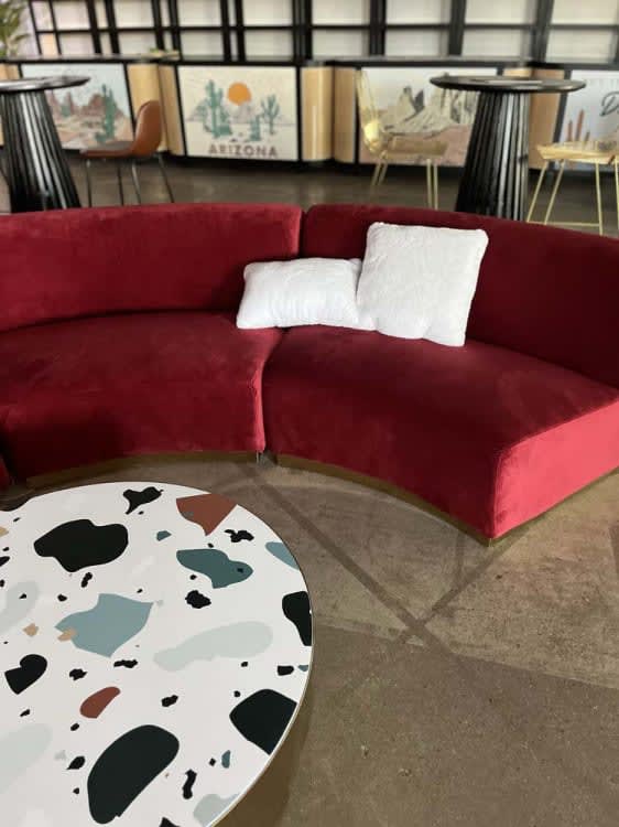 Colette Crescent Sofa - Crimson view 3
