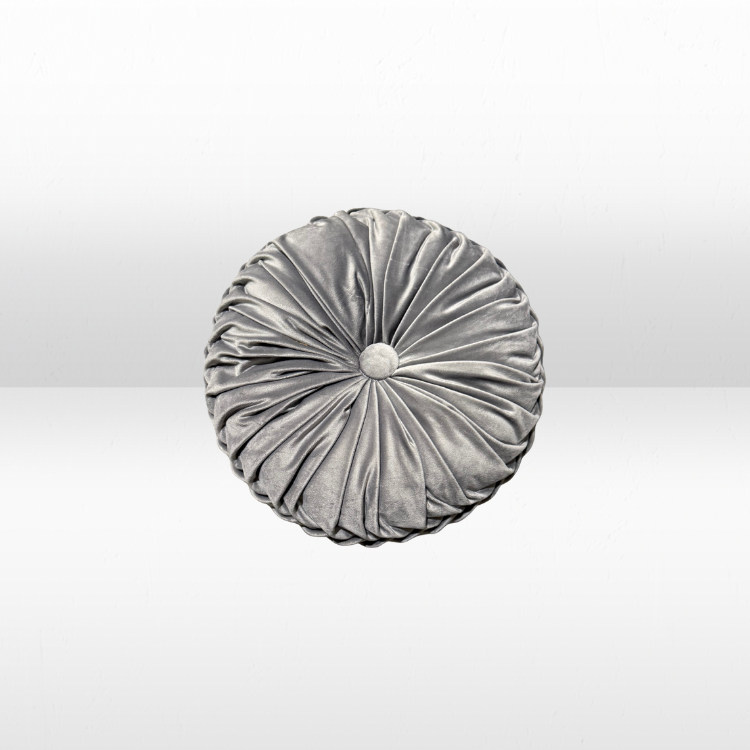 Silver Velvet Circle Pillow view 3