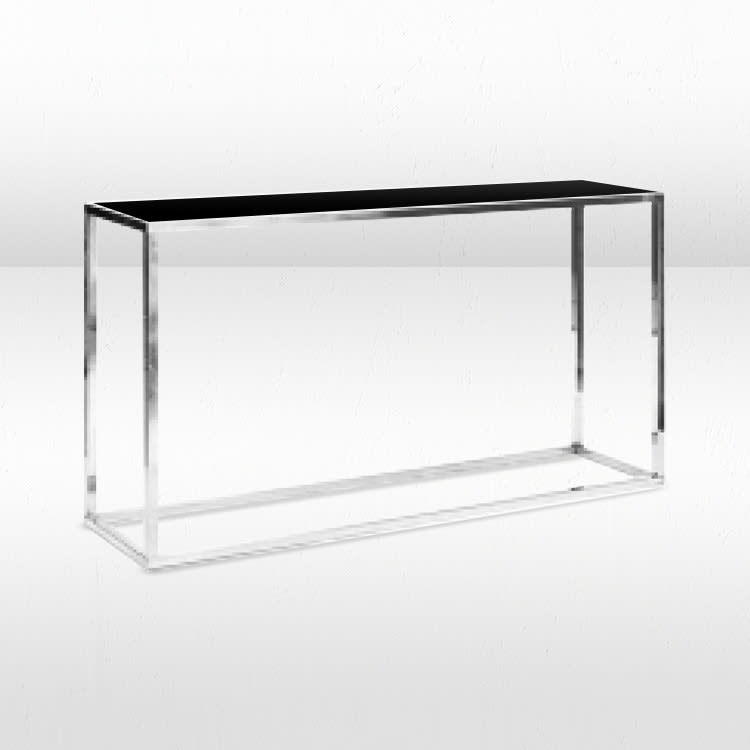 Bentley Sofa Table - Silver Frame / Black Matte Top view 2