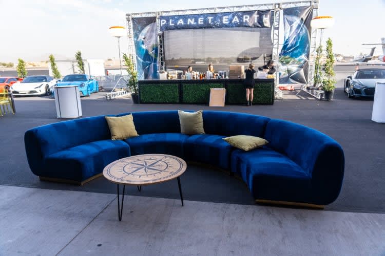 Colette Crescent Sofa - Sapphire view 3