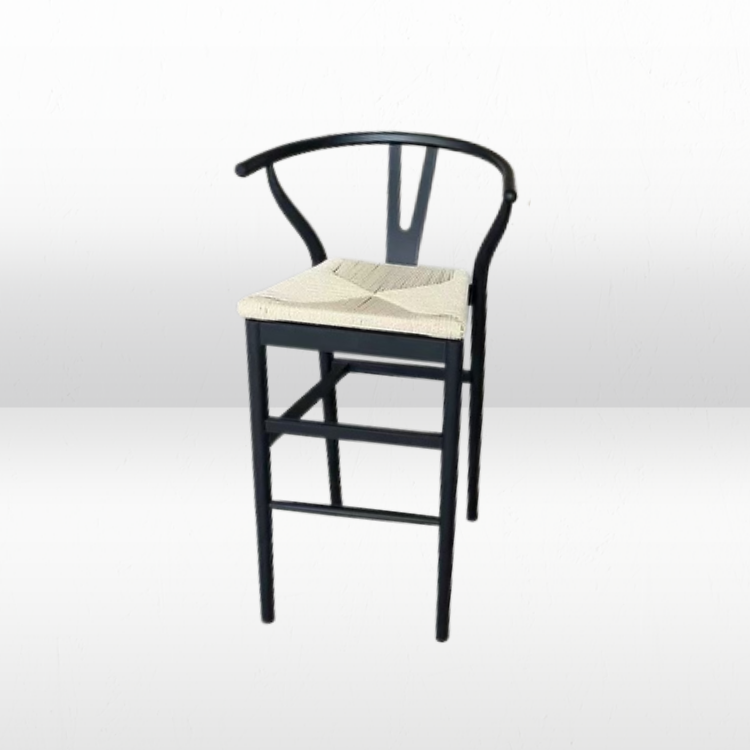 Sutton Bar Stool Black Frame/Rattan view 3