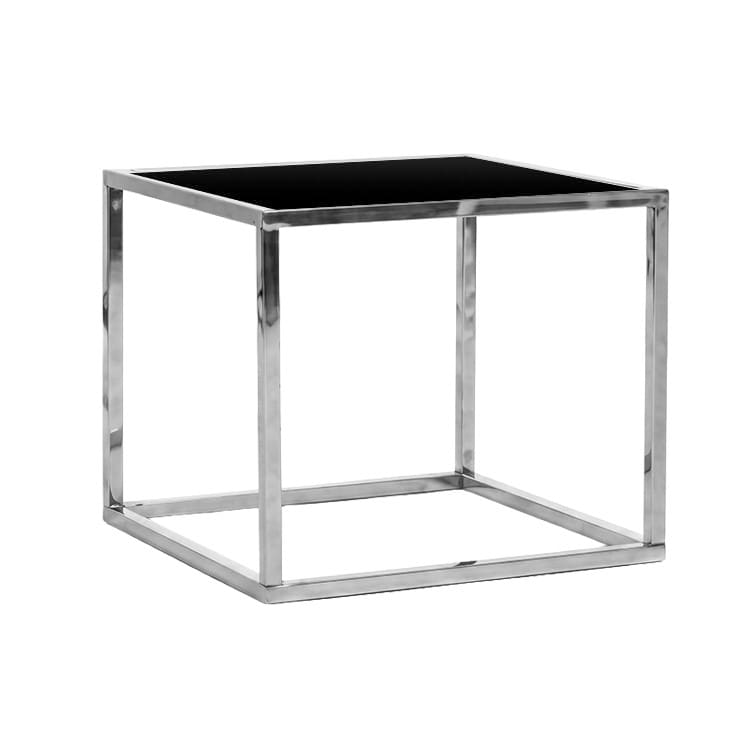 Mercer Side Table - Silver Frame / Black Matte Top