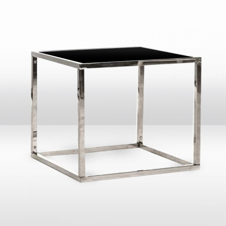 Mercer Side Table - Silver Frame / Black Matte Top view 2