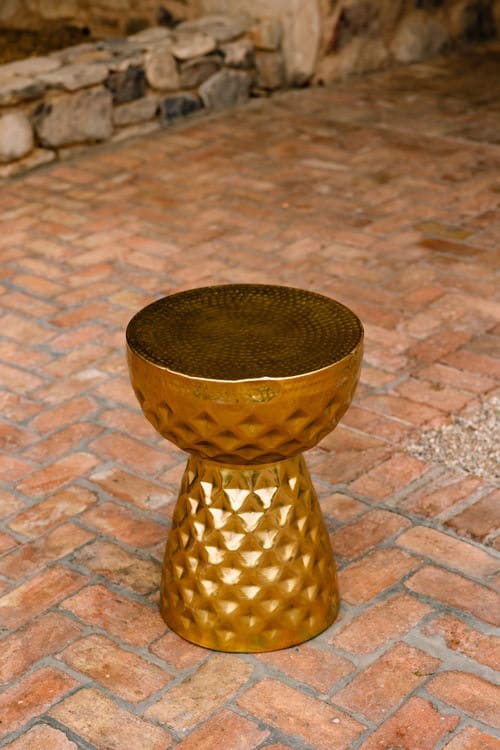 Gold Drum Side Table view 3