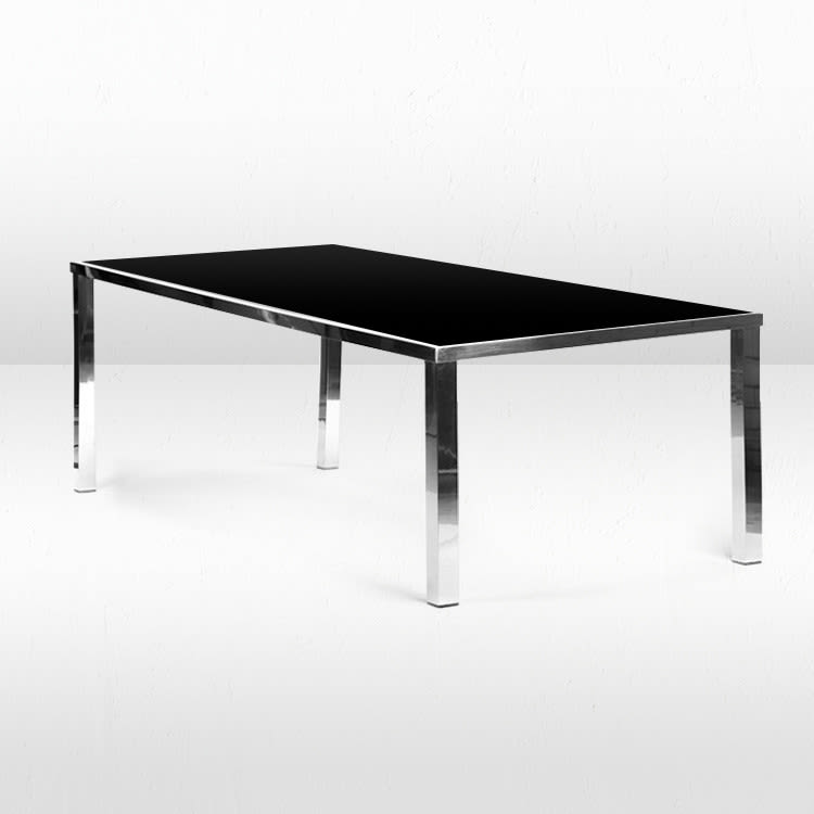 Metropolitan Dining Table - Silver Frame / Black Matte Top