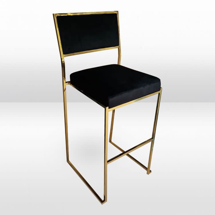 Jasper Gold Frame/Black Pad Bar Stool view 2