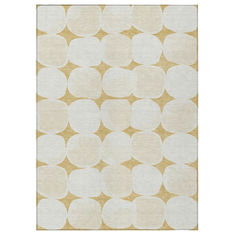 Yellow/ Cream Circle Area Rug view 2