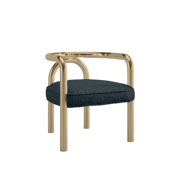 Eton Gold Accent Chair with Black Boucle Seat