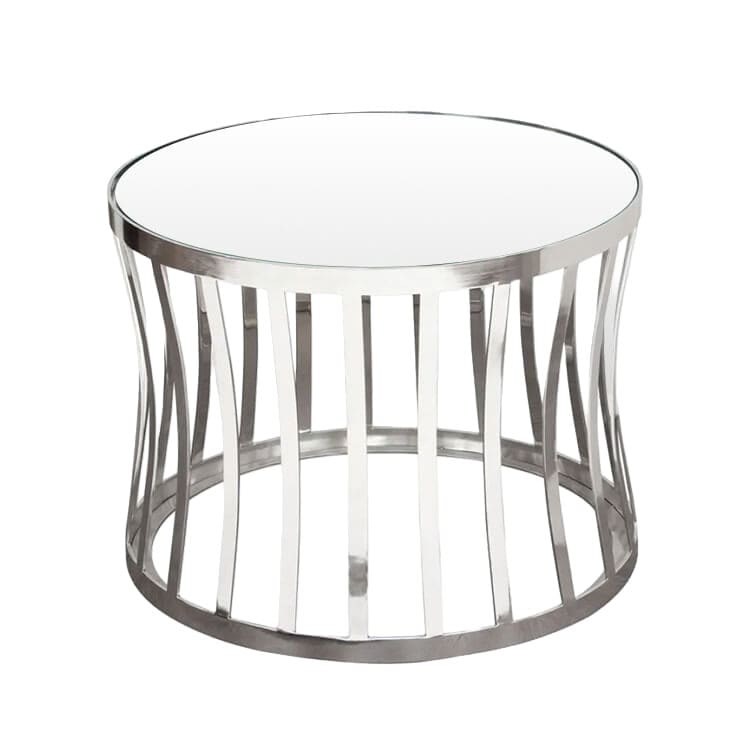 Capri Side Table - Polished Silver / White Top