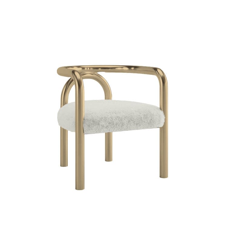 Eton Gold Accent Chair with Ivory Shearling Seat
