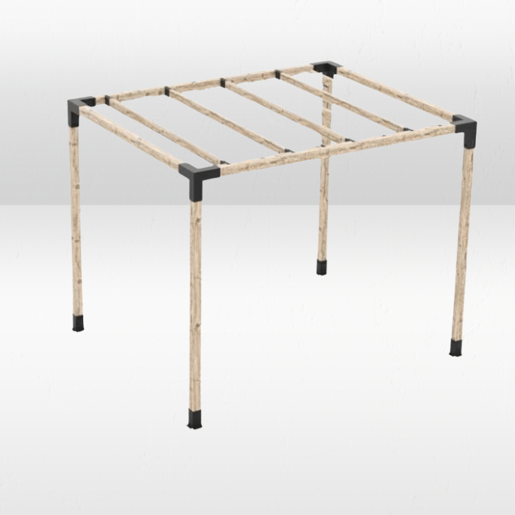 Pergola Cabana / Natural Wood - 8x8 - Slat Roof view 3