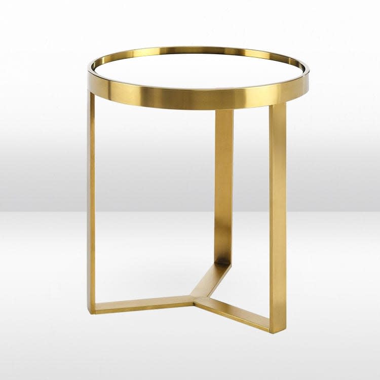 Baylor Side Table Gold / White Top view 2
