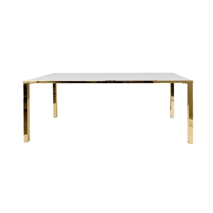 Metropolitan Communal Table - Flat Gold Frame / White Top