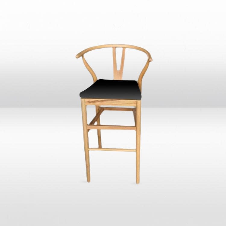 Sutton Bar Stool - Natural Frame/Black Pad view 2