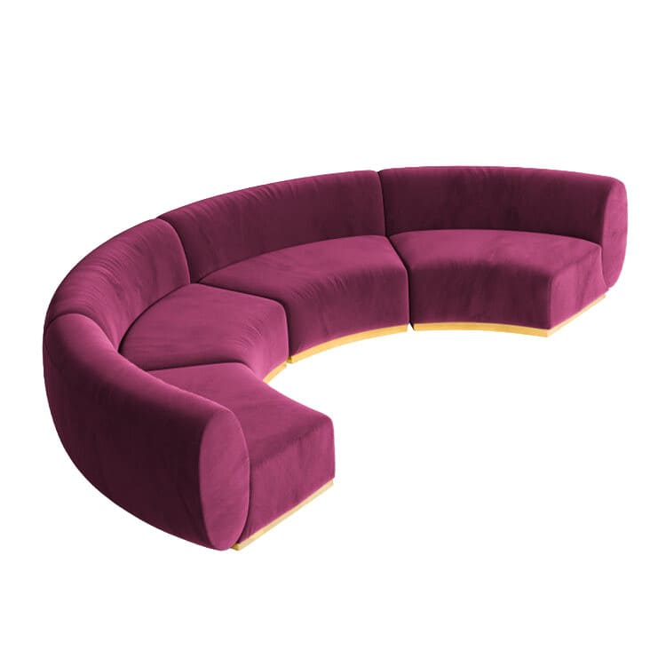 Colette Crescent Sofa - Berry
