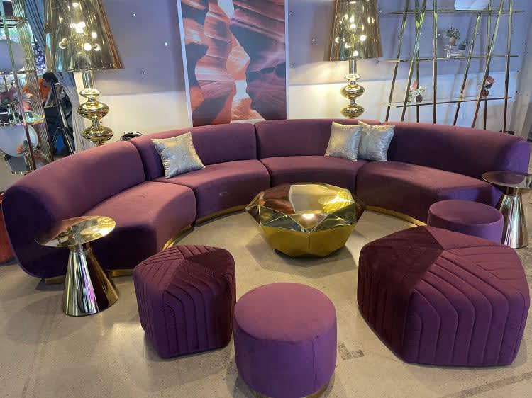 Colette Crescent Sofa - Berry view 2