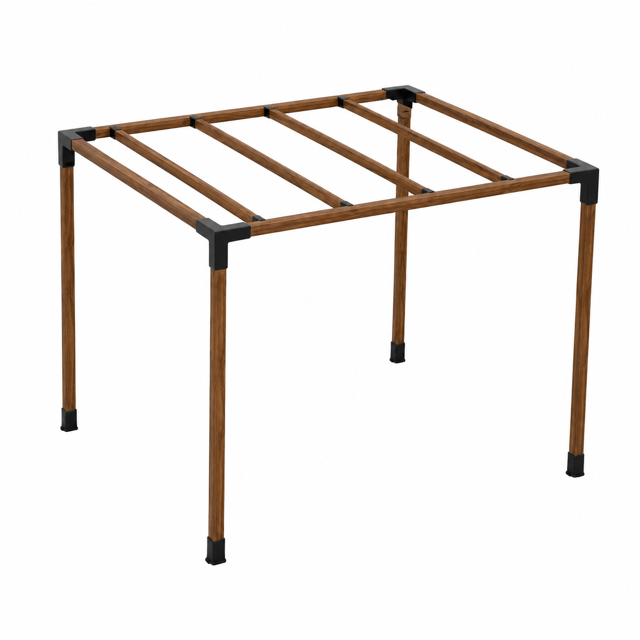 Pergola Cabana / Walnut Wood - 8x8 - Slat Roof
