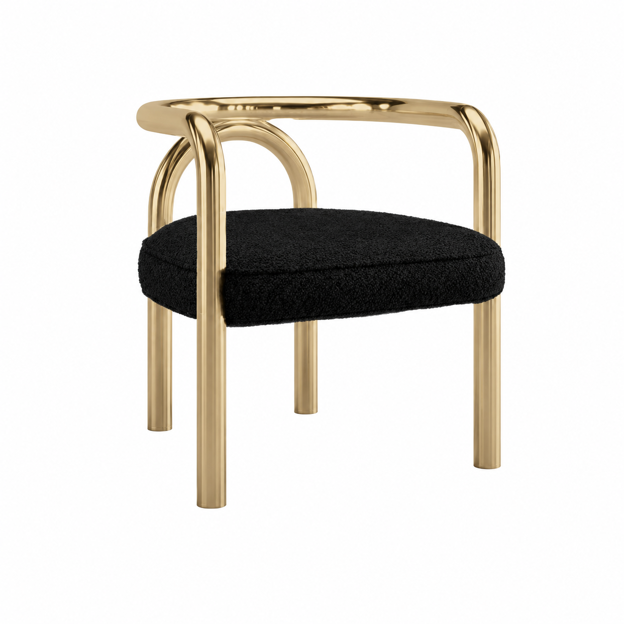 Eton Gold Accent Chair with Black Boucle Seat