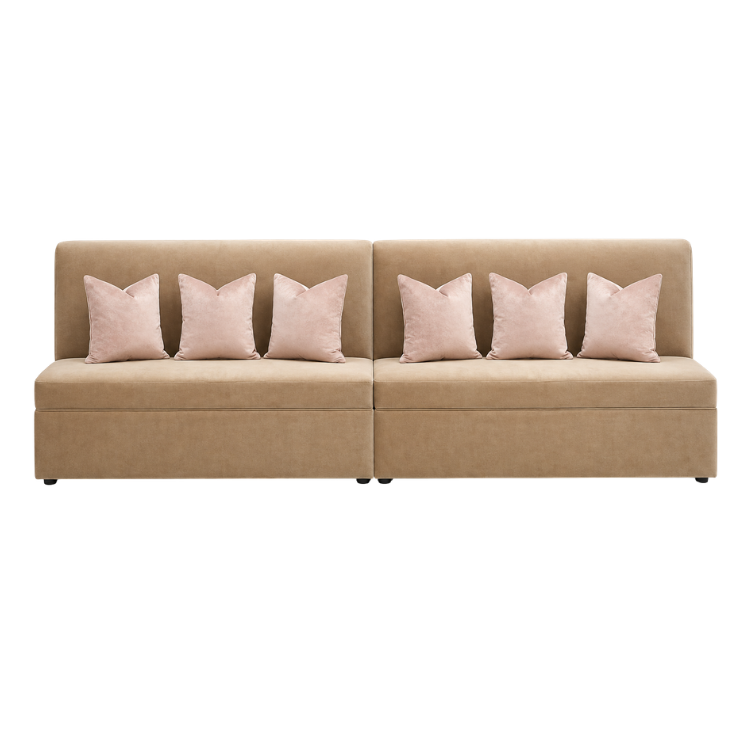 Nola Banquette Champagne Velvet - 8ft view 2